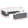Set sofás de jardín con cojines 13 piezas ratán sintético gris