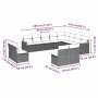 Set de sofás de jardín 12 piezas cojines ratán sintético negro
