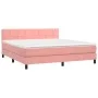Box spring bed with mattress and LED pink velvet 180x200 cm by vidaXL, Beds and slatted bases - Ref: Foro24-3134422, Price: 5...