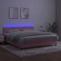 Box spring bed with mattress and LED pink velvet 180x200 cm by vidaXL, Beds and slatted bases - Ref: Foro24-3134422, Price: 5...
