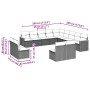 Set de sofás de jardín y cojines 13 pzas ratán sintético negro
