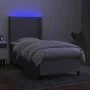 Box spring bed mattress and LED lights light gray fabric 90x200 cm by vidaXL, Beds and slatted bases - Ref: Foro24-3138125, P...