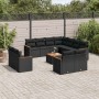 Set de sofás de jardín 12 piezas cojines ratán sintético negro