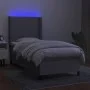 Box spring bed mattress and LED lights light gray fabric 100x200 cm by vidaXL, Beds and slatted bases - Ref: Foro24-3138133, ...