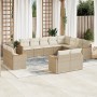 Set de sofás de jardín 12 pzas y cojines ratán sintético marrón