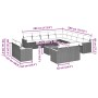 Set sofás de jardín 14 pzas con cojines ratán sintético negro