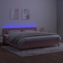 Box spring bed with mattress and LED pink velvet 200x200 cm by vidaXL, Beds and slatted bases - Ref: Foro24-3134668, Price: 5...