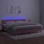 Box spring bed with mattress and LED pink velvet 200x200 cm by vidaXL, Beds and slatted bases - Ref: Foro24-3134668, Price: 5...