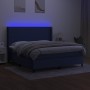 Boxspringbettmatratze und LED-Leuchten aus blauem Stoff 160x200 cm von vidaXL, Betten und Lattenroste - Ref: Foro24-3138171, ...