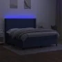 Boxspringbettmatratze und LED-Leuchten aus blauem Stoff 160x200 cm von vidaXL, Betten und Lattenroste - Ref: Foro24-3138171, ...