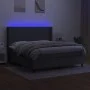 Box spring bed mattress and LED lights dark gray fabric 160x200 cm by vidaXL, Beds and slatted bases - Ref: Foro24-3138166, P...