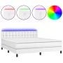 Box spring bed with mattress and LED white synthetic leather 180x200 cm by vidaXL, Beds and slatted bases - Ref: Foro24-31342...