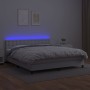 Box spring bed with mattress and LED white synthetic leather 180x200 cm by vidaXL, Beds and slatted bases - Ref: Foro24-31342...
