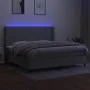 Box spring bed with fabric mattress and light gray LED 200x200 cm by vidaXL, Beds and slatted bases - Ref: Foro24-3138181, Pr...
