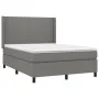 Box spring bed mattress and LED lights dark gray fabric 140x190 cm by vidaXL, Beds and slatted bases - Ref: Foro24-3138150, P...