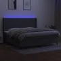 Box spring bed mattress and LED lights light gray fabric 200x200 cm by vidaXL, Beds and slatted bases - Ref: Foro24-3138182, ...
