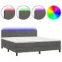 Box spring bed with mattress and LED dark gray velvet 180x200 cm by vidaXL, Beds and slatted bases - Ref: Foro24-3134298, Pri...