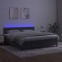 Box spring bed with mattress and LED dark gray velvet 180x200 cm by vidaXL, Beds and slatted bases - Ref: Foro24-3134298, Pri...
