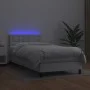Box spring bed and LED mattress white synthetic leather 90x200 cm by vidaXL, Beds and slatted bases - Ref: Foro24-3134202, Pr...