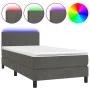Box spring bed with mattress and LED dark gray velvet 90x200 cm by vidaXL, Beds and slatted bases - Ref: Foro24-3134262, Pric...