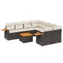 Set de sofás de jardín 8 piezas y cojines ratán sintético negro