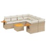 Set de sofás de jardín 9 pzas con cojines ratán sintético beige