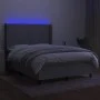 Box spring bed mattress and LED lights light gray fabric 140x190 cm by vidaXL, Beds and slatted bases - Ref: Foro24-3138229, ...
