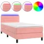 Box spring bed with mattress and LED pink velvet 80x200 cm by vidaXL, Beds and slatted bases - Ref: Foro24-3134434, Price: 27...