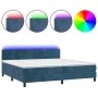 Boxspringbett mit Matratze und LED dunkelblauem Samt 200x200 cm von vidaXL, Betten und Lattenroste - Ref: Foro24-3134427, Pre...