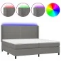 Box spring bed mattress and LED lights light gray fabric 200x200 cm by vidaXL, Beds and slatted bases - Ref: Foro24-3138262, ...