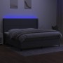 Box spring bed mattress and LED lights light gray fabric 200x200 cm by vidaXL, Beds and slatted bases - Ref: Foro24-3138262, ...