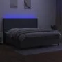 Box spring bed mattress and LED lights light gray fabric 200x200 cm by vidaXL, Beds and slatted bases - Ref: Foro24-3138262, ...