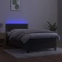 Box spring bed with mattress and LED dark gray velvet 100x200 cm by vidaXL, Beds and slatted bases - Ref: Foro24-3134328, Pri...