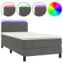 Box spring bed with mattress and LED dark gray velvet 90x200 cm by vidaXL, Beds and slatted bases - Ref: Foro24-3134442, Pric...