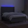 Box spring bed mattress and LED lights dark gray fabric 140x190 cm by vidaXL, Beds and slatted bases - Ref: Foro24-3138310, P...
