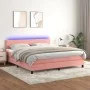 Cama box spring colchón y LED terciopelo rosa 180x200 cm de vidaXL, Camas y somieres - Ref: Foro24-3134302, Precio: 490,11 €,...