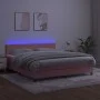 Box spring bed with mattress and LED pink velvet 180x200 cm by vidaXL, Beds and slatted bases - Ref: Foro24-3134302, Price: 4...