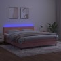 Cama box spring colchón y LED terciopelo rosa 180x200 cm de vidaXL, Camas y somieres - Ref: Foro24-3134302, Precio: 497,69 €,...