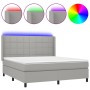 Boxspringbettmatratze und LED-Leuchten aus hellgrauem Stoff 160x200 cm von vidaXL, Betten und Lattenroste - Ref: Foro24-31383...