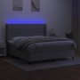 Boxspringbettmatratze und LED-Leuchten aus hellgrauem Stoff 160x200 cm von vidaXL, Betten und Lattenroste - Ref: Foro24-31383...