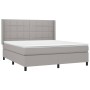 Boxspringbettmatratze und LED-Leuchten aus hellgrauem Stoff 160x200 cm von vidaXL, Betten und Lattenroste - Ref: Foro24-31383...