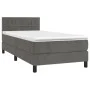 Box spring bed with mattress and LED dark gray velvet 100x200 cm by vidaXL, Beds and slatted bases - Ref: Foro24-3134388, Pri...