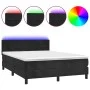 Box spring bed with mattress and LED black velvet 140x200 cm by vidaXL, Beds and slatted bases - Ref: Foro24-3134467, Price: ...