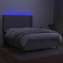 Box spring bed mattress and LED lights light gray fabric 140x200 cm by vidaXL, Beds and slatted bases - Ref: Foro24-3138317, ...