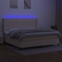 Box spring bed mattress and LED lights cream fabric 200x200 cm by vidaXL, Beds and slatted bases - Ref: Foro24-3138346, Price...