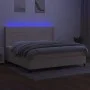 Box spring bed mattress and LED lights cream fabric 200x200 cm by vidaXL, Beds and slatted bases - Ref: Foro24-3138346, Price...