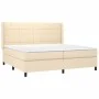 Box spring bed mattress and LED lights cream fabric 200x200 cm by vidaXL, Beds and slatted bases - Ref: Foro24-3138346, Price...