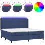 Box spring bed mattress and LED lights blue fabric 200x200 cm by vidaXL, Beds and slatted bases - Ref: Foro24-3138347, Price:...