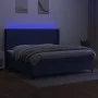 Box spring bed mattress and LED lights blue fabric 200x200 cm by vidaXL, Beds and slatted bases - Ref: Foro24-3138347, Price:...