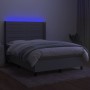 Boxspringbettmatratze und LED-Leuchten hellgrauer Stoff 140x190 cm von vidaXL, Betten und Lattenroste - Ref: Foro24-3138389, ...